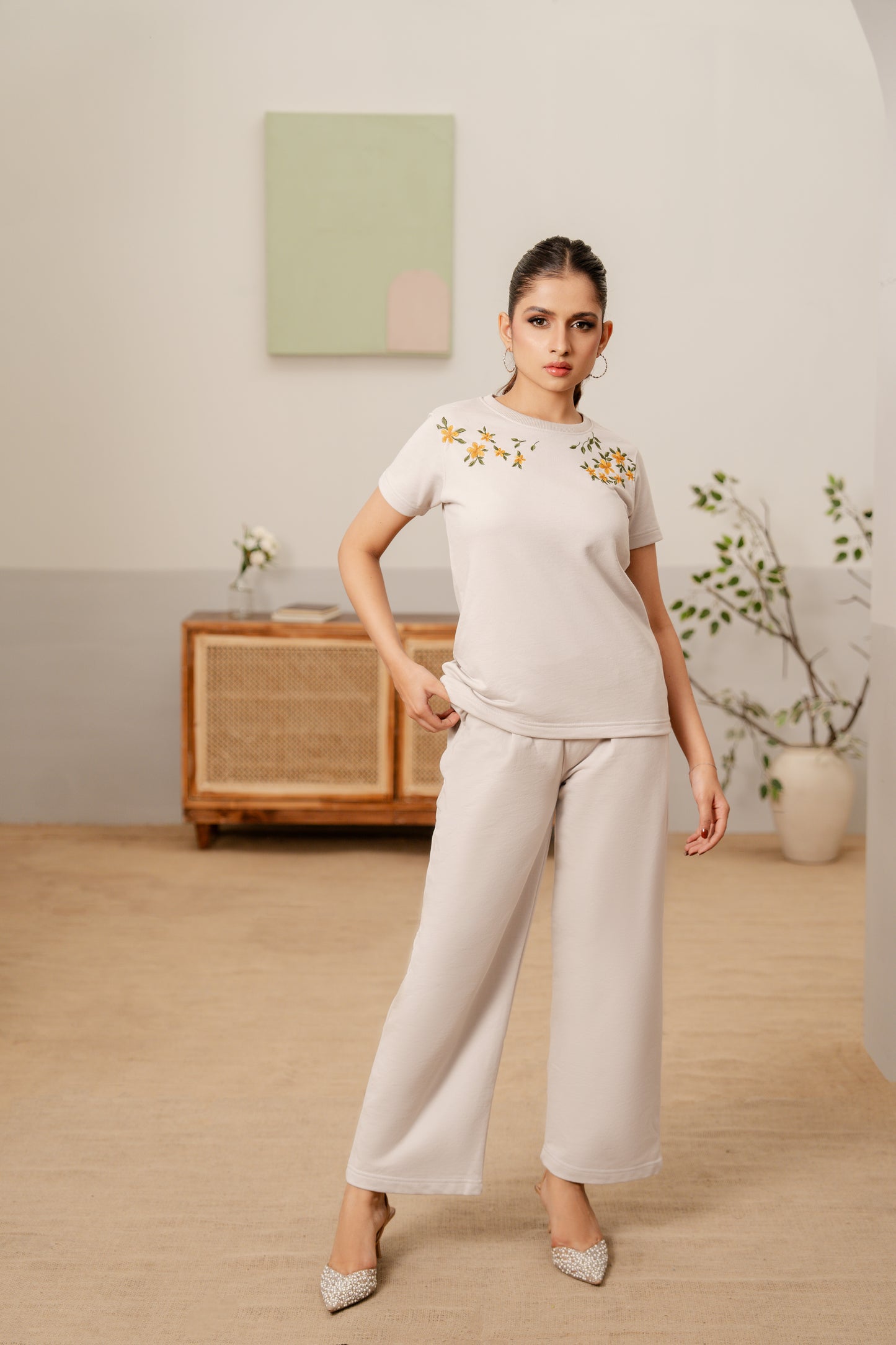 Embroidered Terry Coord-Skin