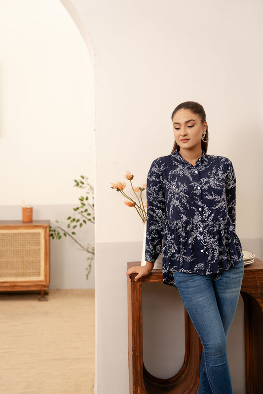 Flare Top-Blue
