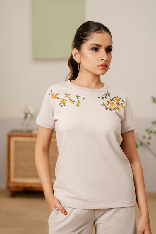 Embroidered Terry Coord-Skin